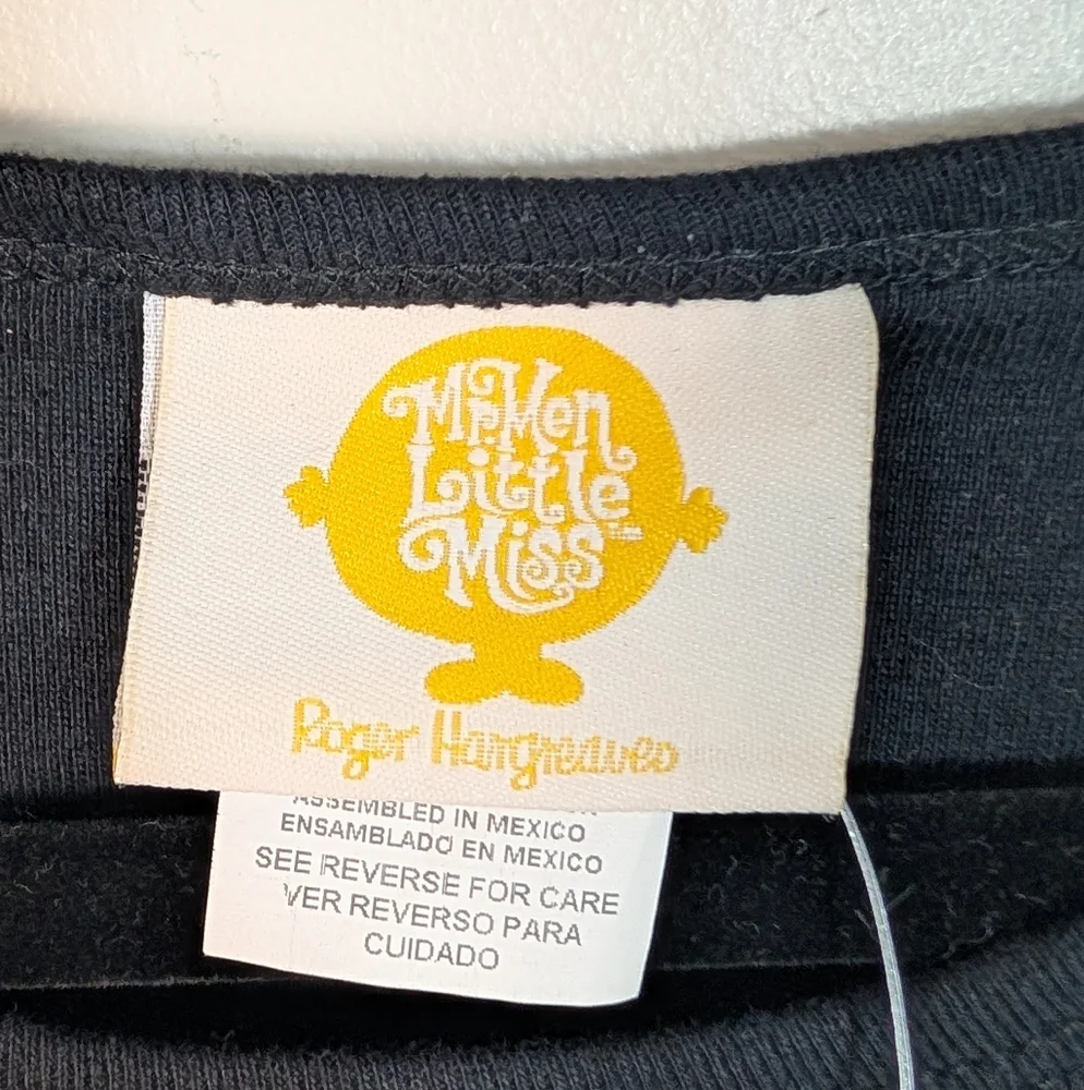 Mr Men Little Miss Y2K Black Crewneck Little Miss Bossy Deadstock 2007 Tee NEW! - Picture 5 of 8